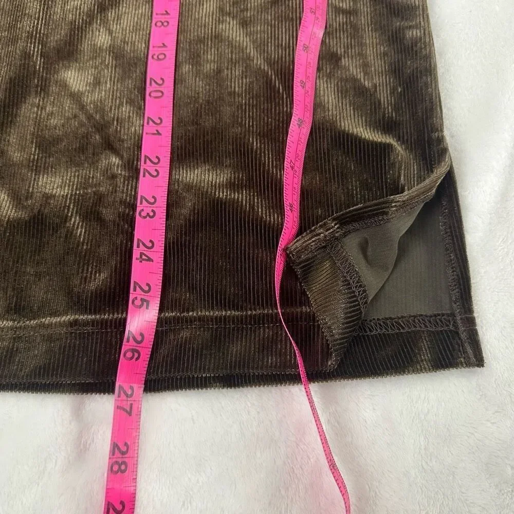 Vintage Passports Women's S Crushed Velvet Pajama Set Brown‎ Ribbed Loungewear
